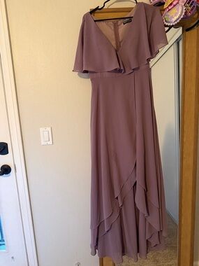 SHEIN Dusty Mauve Ruffle Wrap Maxi Dress